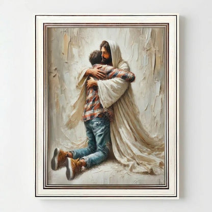 Jesus hugging man