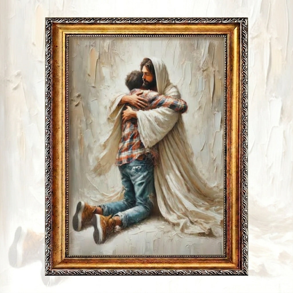 Jesus hugging man