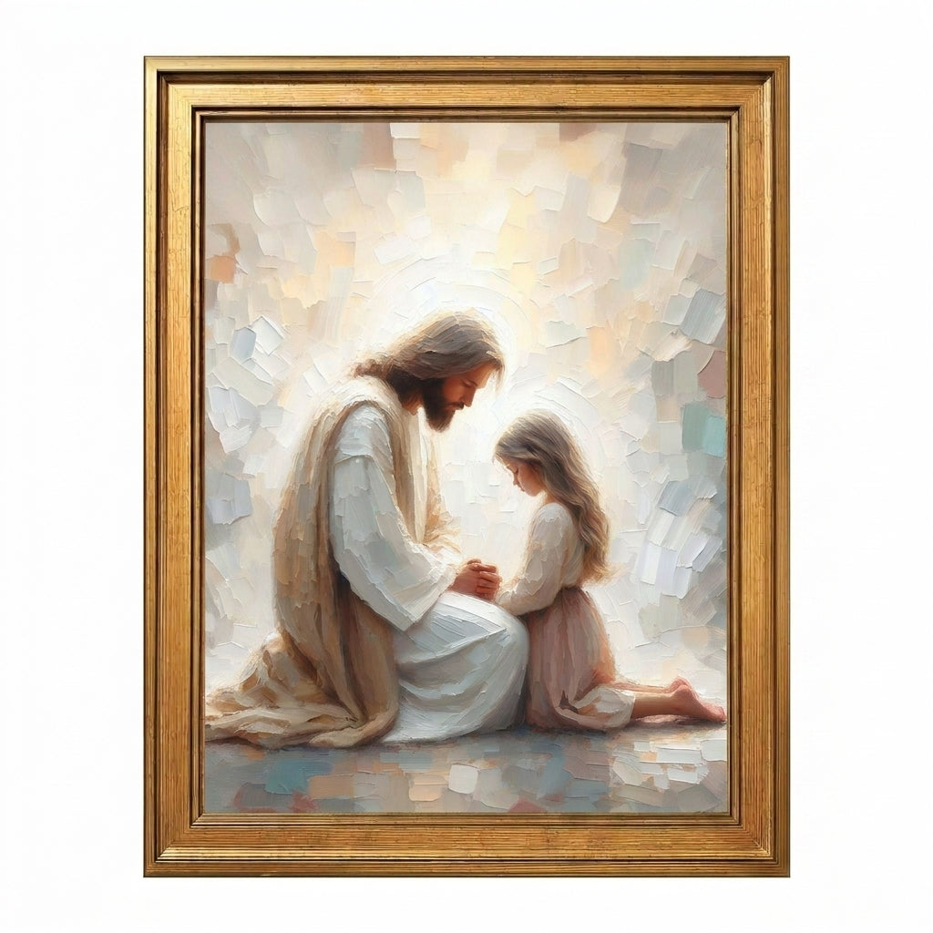 Jesus Praying With Little Girl - Canvas