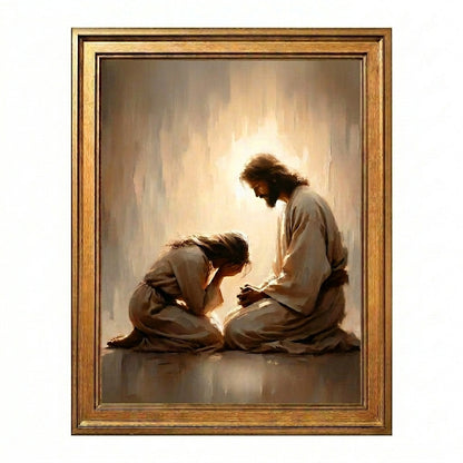 Girl Crying with Jesus - Canvas