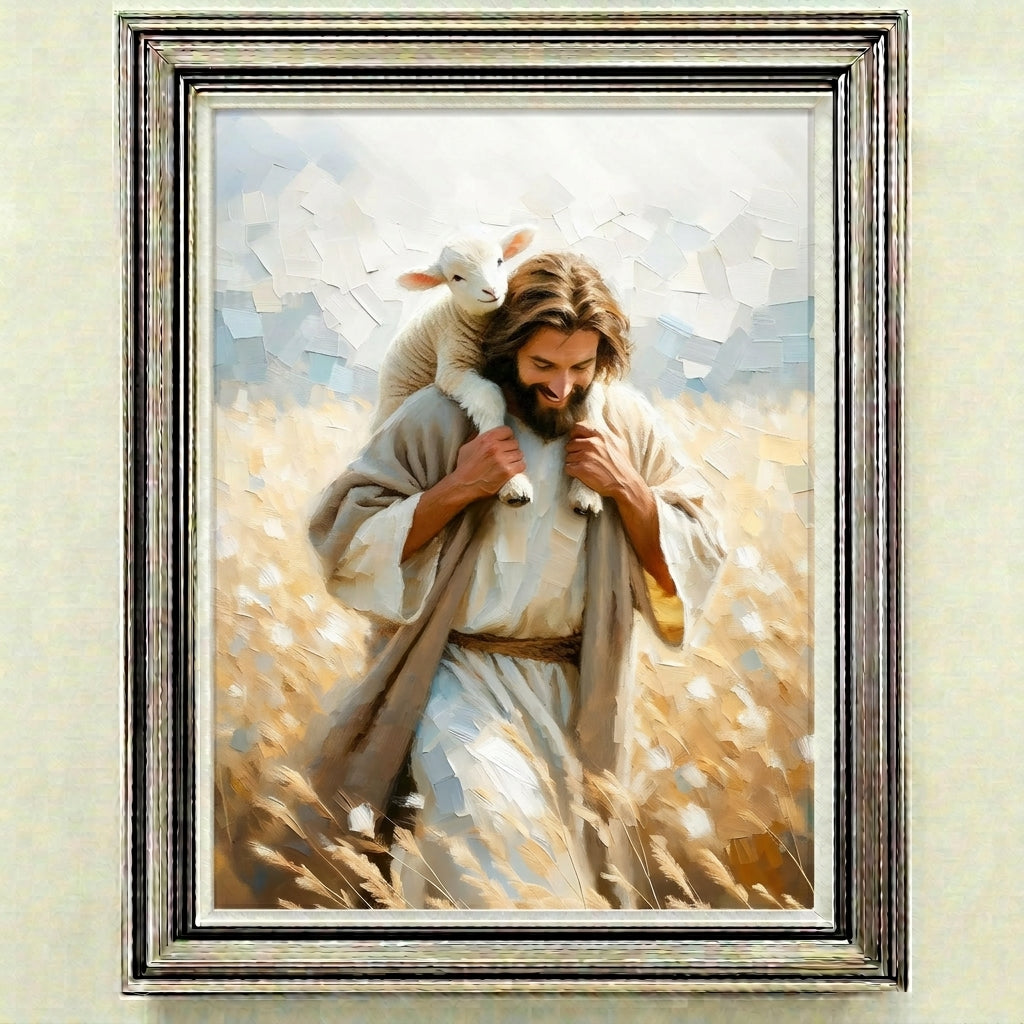 Jesus Carrying Little Lamb Home - Canvas
