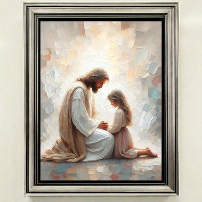 Jesus Praying With Little Girl - Canvas
