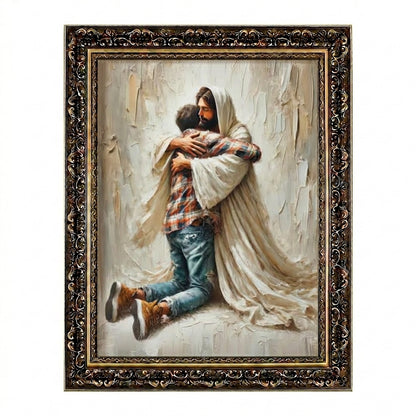 Jesus hugging man