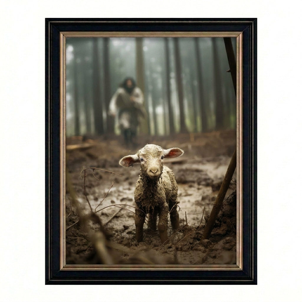 Jesus Running after a Lost Lamb - Canvas
