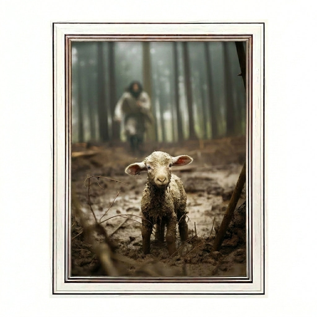 Jesus Running after a Lost Lamb - Canvas