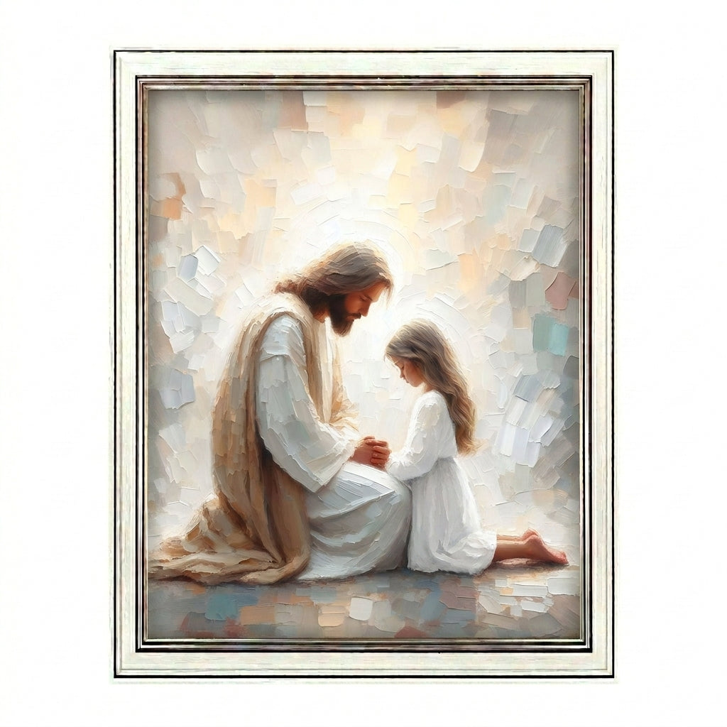 Jesus Praying With Little Girl - Canvas