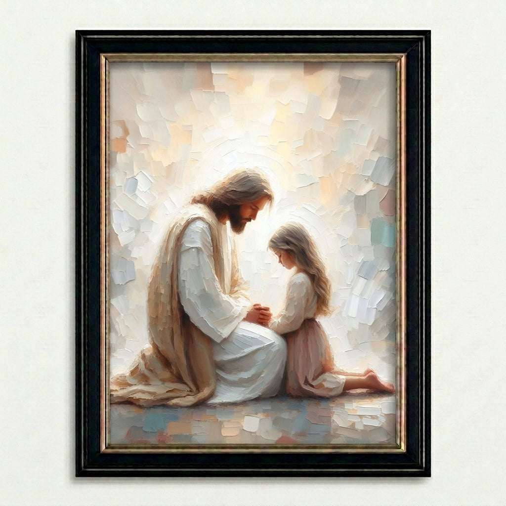 Jesus Praying With Little Girl - Canvas
