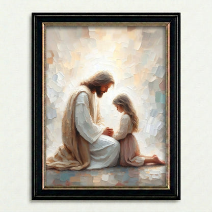 Jesus Praying With Little Girl - Canvas