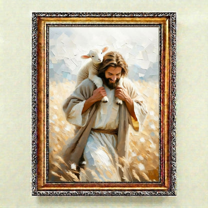 Jesus Carrying Little Lamb Home - Canvas
