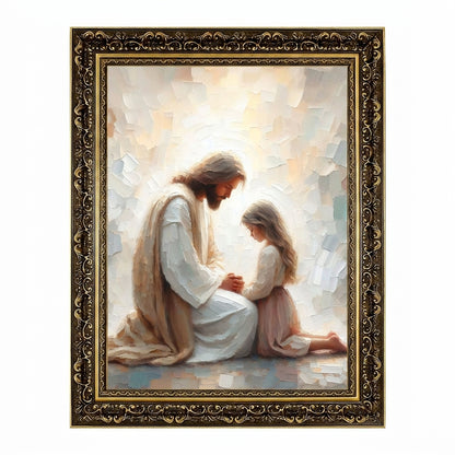 Jesus Praying With Little Girl - Canvas