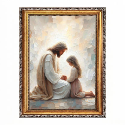 Jesus Praying With Little Girl - Canvas