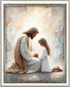 Jesus Praying With Little Girl - Canvas
