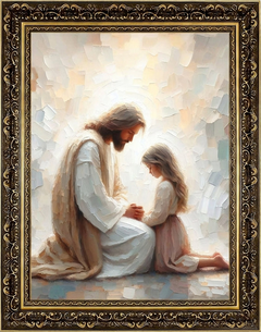 Jesus Praying With Little Girl - Canvas