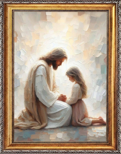 Jesus Praying With Little Girl - Canvas