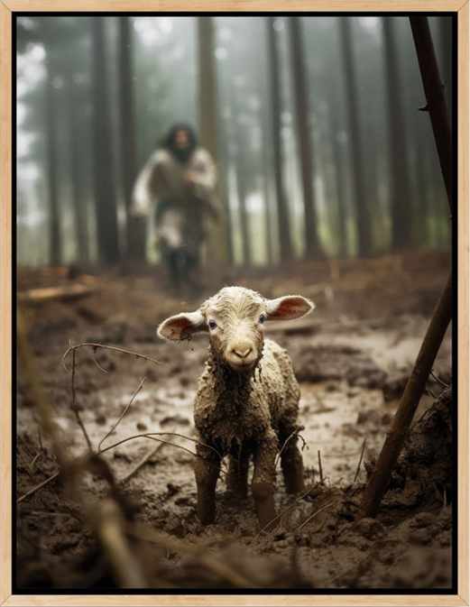 Jesus Running after a Lost Lamb - Canvas
