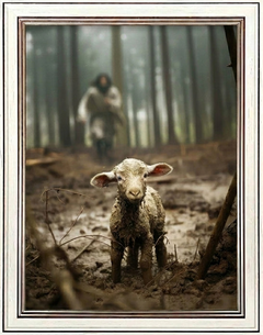 Jesus Running after a Lost Lamb - Canvas