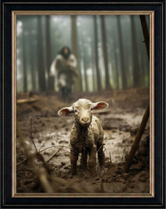 Jesus Running after a Lost Lamb - Canvas