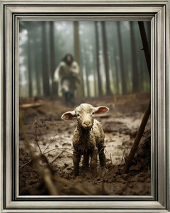 Jesus Running after a Lost Lamb - Canvas