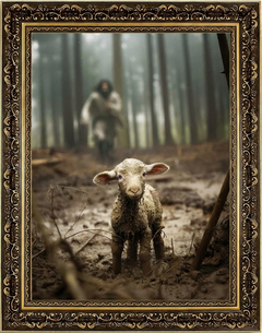 Jesus Running after a Lost Lamb - Canvas