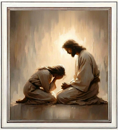 Girl Crying with Jesus - Canvas