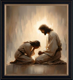 Girl Crying with Jesus - Canvas