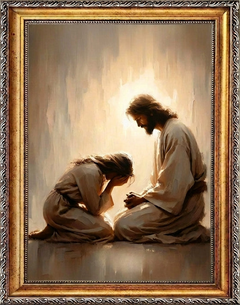 Girl Crying with Jesus - Canvas