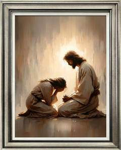 Girl Crying with Jesus - Canvas