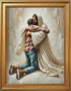 Jesus hugging man