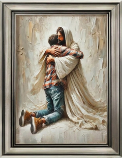 Jesus hugging man