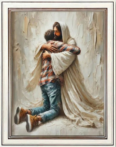 Jesus hugging man