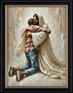 Jesus hugging man