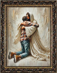 Jesus hugging man
