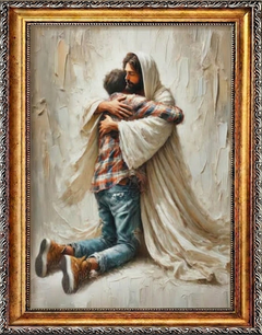 Jesus hugging man